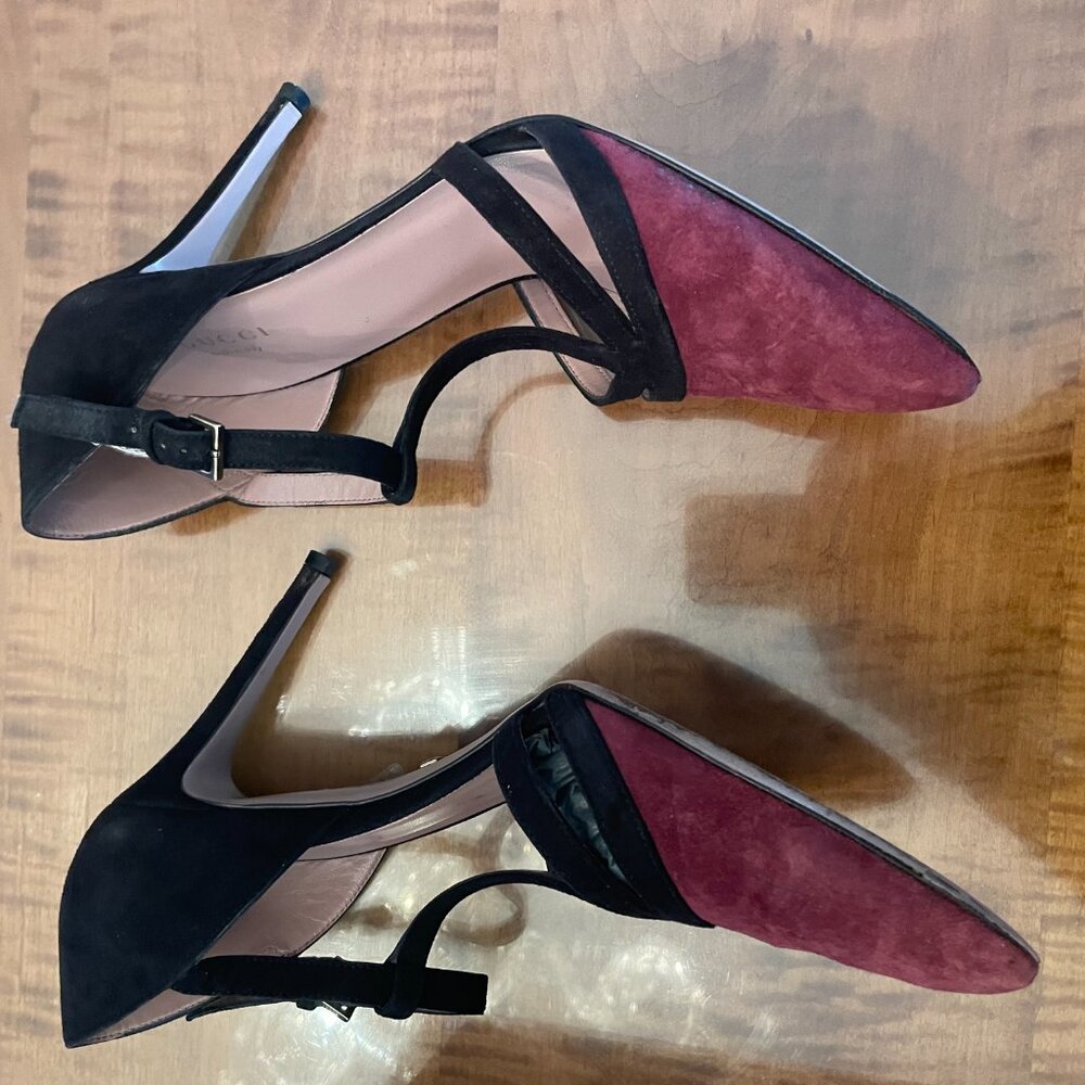 Gucci Suede T-Strap Pumps Size 38 with box - Picture 5 of 7